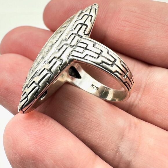 Designer Womens Ring Sterling Silver Hammered Statement Size 7 - Picture 5 of 5